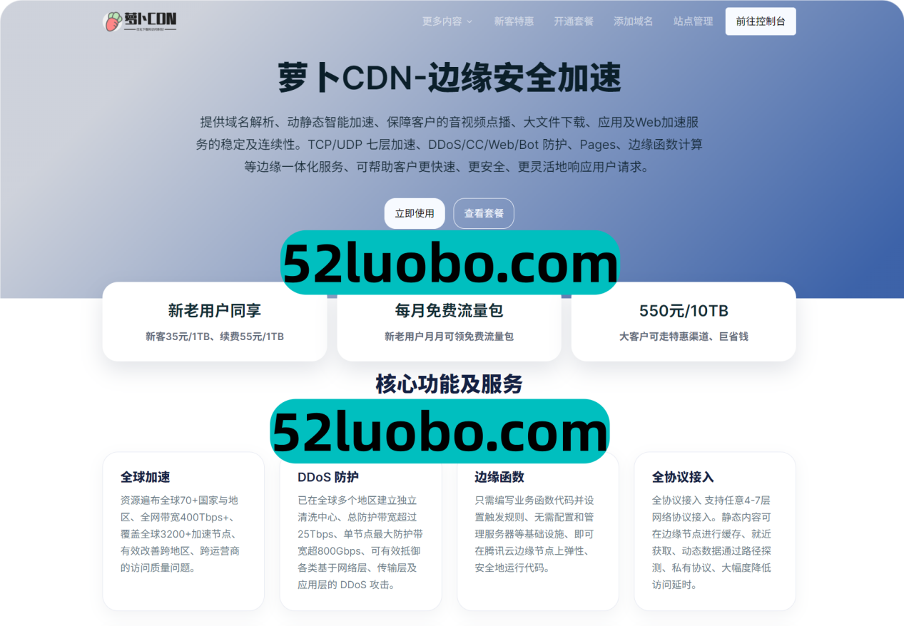 国内融合CDN|35/1TB加速+防御|腾讯云EO节点|提供域名解析服务